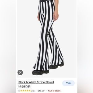 Hot topic - black and white striped flare pants - medium